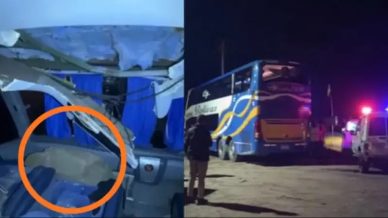 Dos personas mueren aplastadas por piedra que cayó sobre un bus