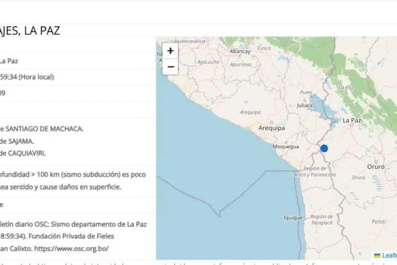 Temblor de magnitud 4.2 sacude la provincia de Pacajes en La Paz